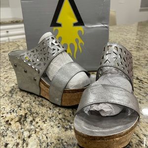 Silver wedge sandal